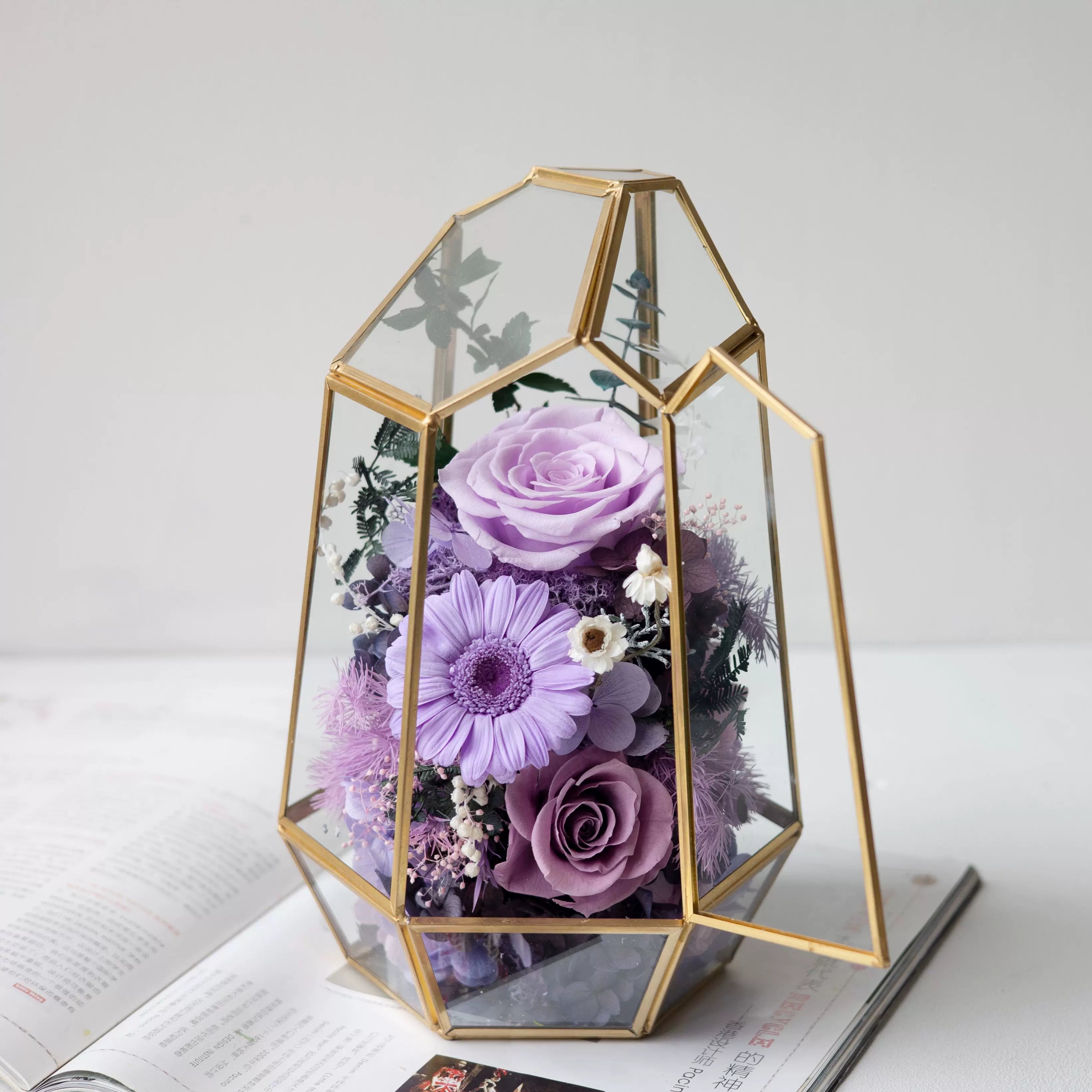 Handmade preserved flower glass terrarium decor by Florettely