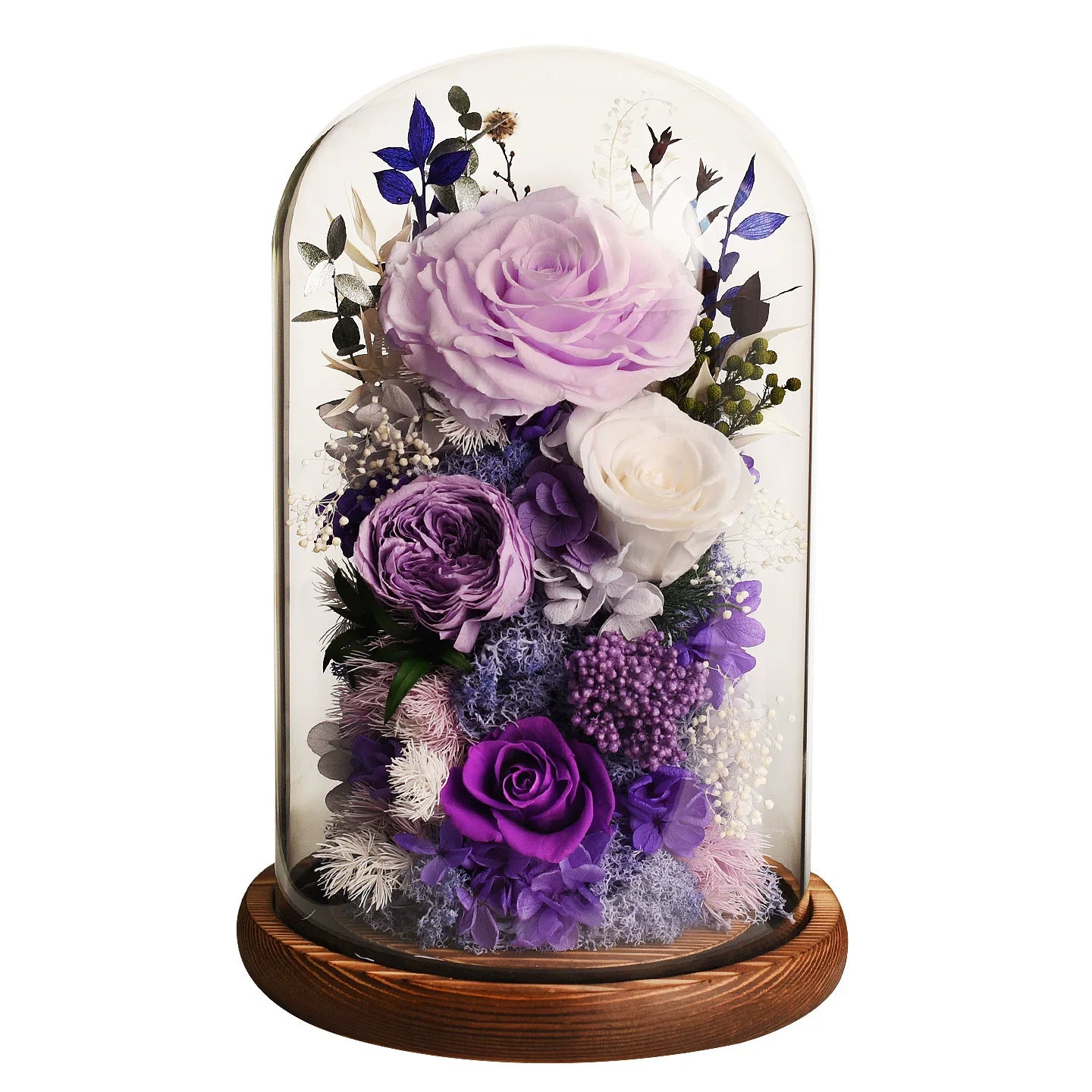 Handmade preserved flower Monet garden glass dome by Florettely