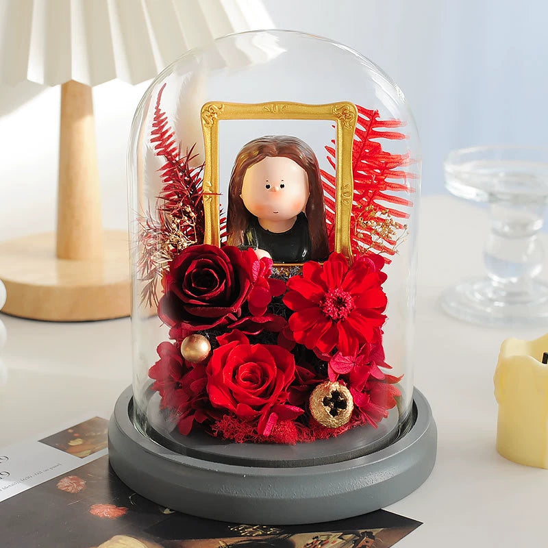 Handmade preserved flower themed glass dome by Florettely