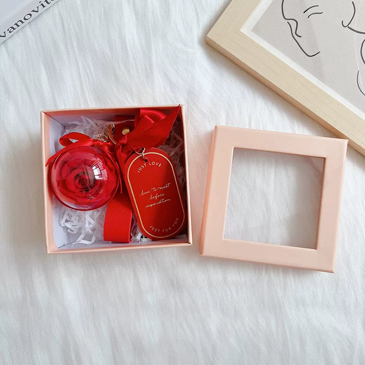 Handmade preserved flower keychain gift by Florettely
