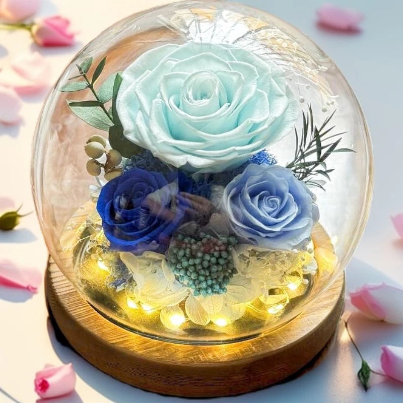 Handmade preserved flower glass dome gift by Florettely
