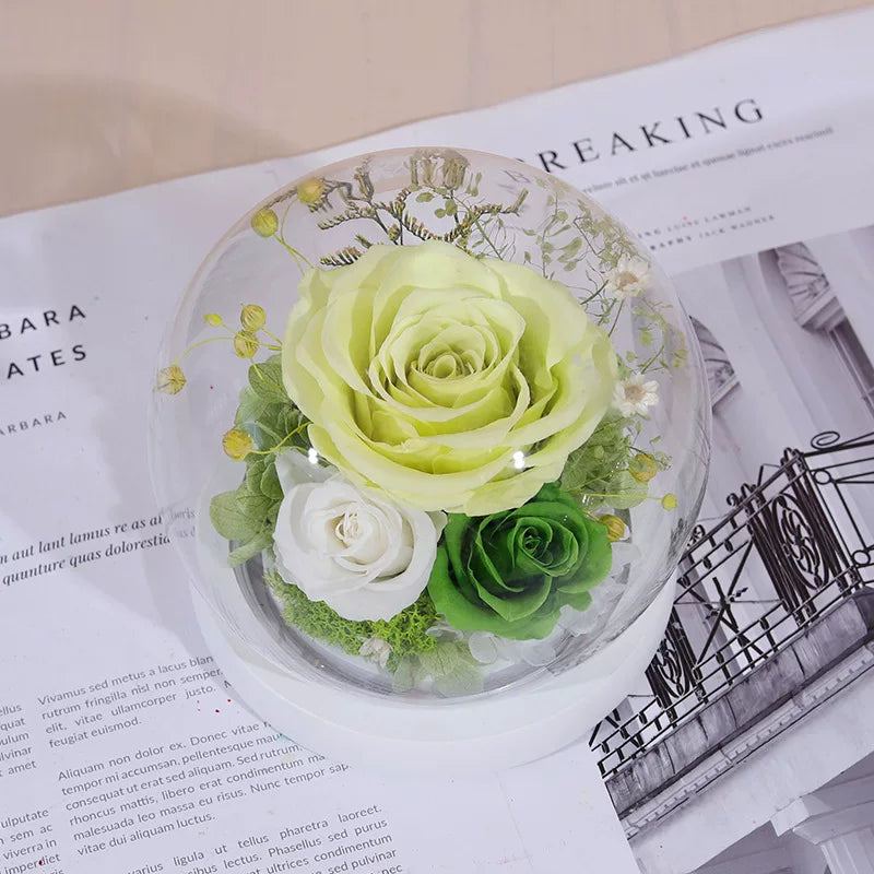 Handmade preserved flower glass dome gift by Florettely