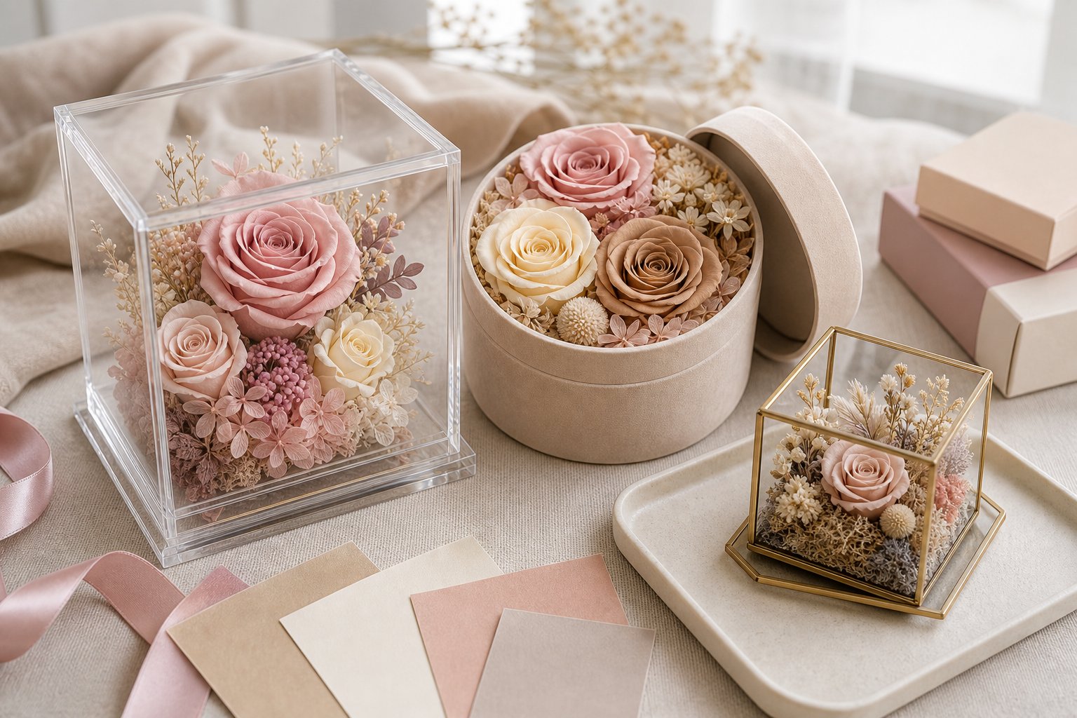 How to choose a preserved rose box with different display styles and soft rose colors