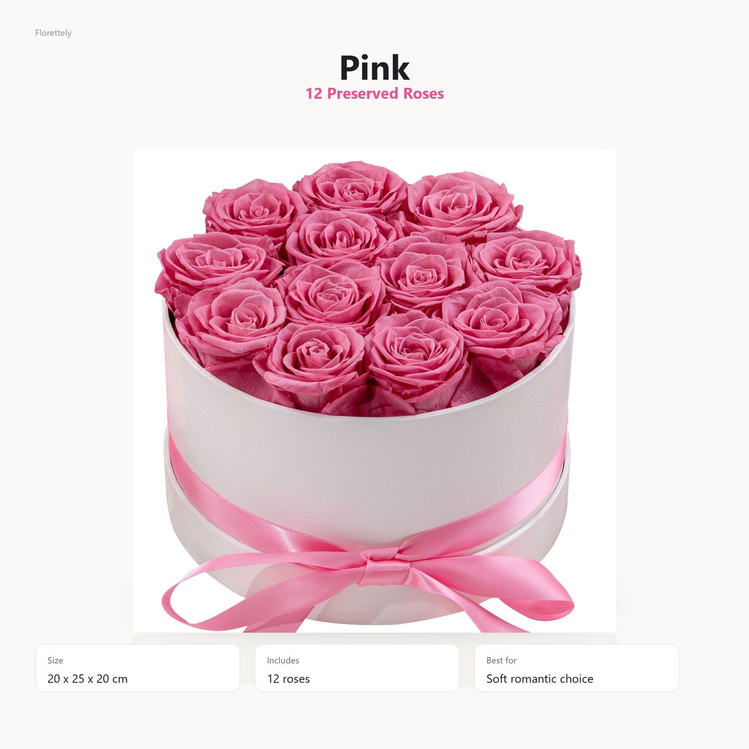 Pink preserved rose hug bucket with 12 preserved roses