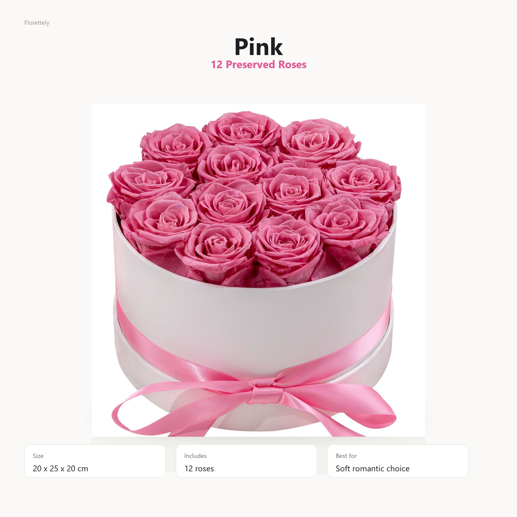 Pink preserved rose hug bucket with 12 preserved roses