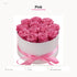 Pink preserved rose hug bucket with 12 preserved roses