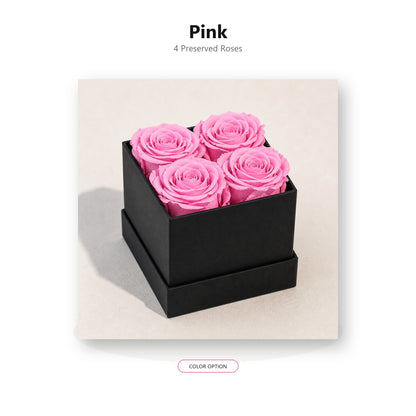 Pink four-rose preserved rose gift box color option