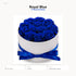 Royal blue preserved rose hug bucket with 12 preserved roses