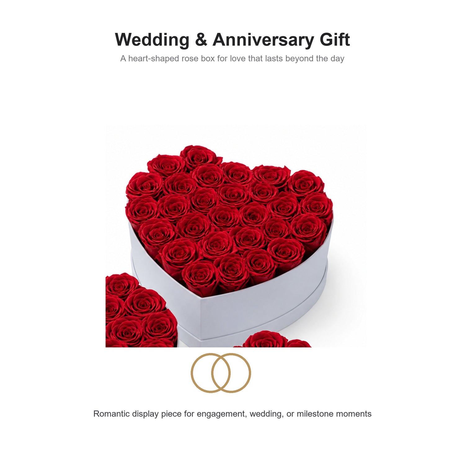 Heart-shaped preserved rose box for wedding and anniversary gift