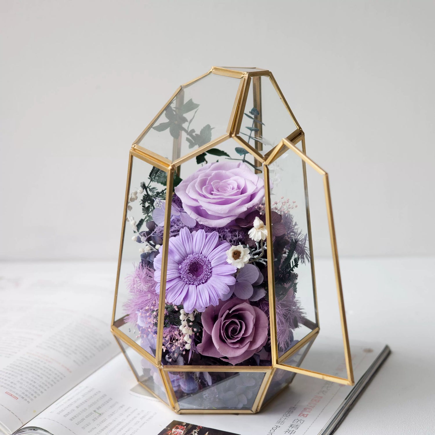 Handmade preserved flower glass terrarium decor by Florettely