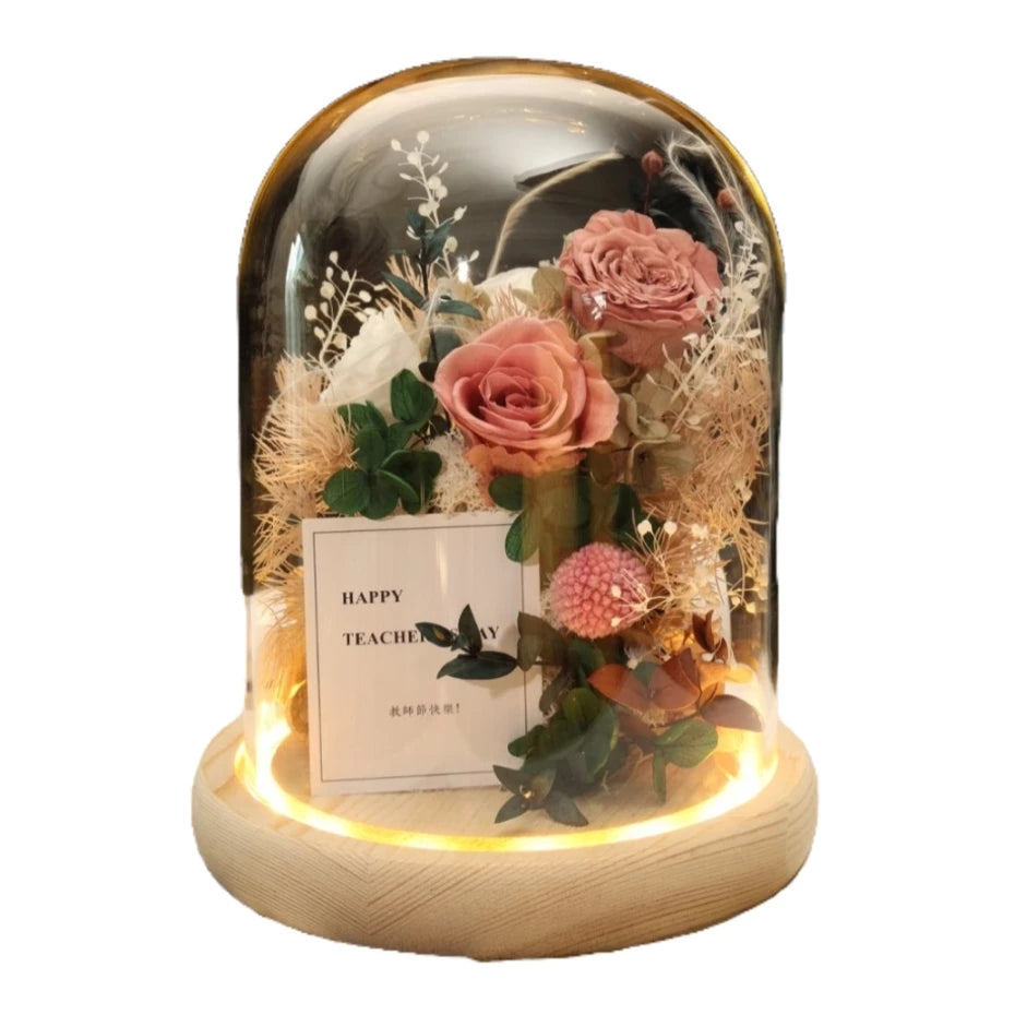 Handmade preserved flower Monet garden glass dome by Florettely