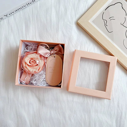 Handmade preserved flower keychain gift by Florettely