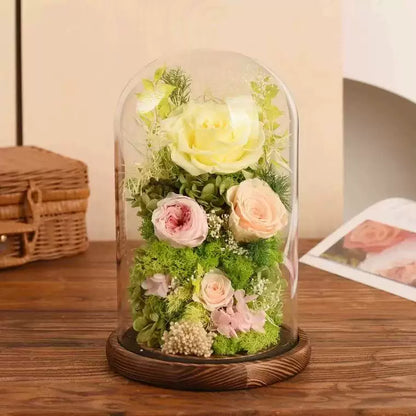 Handmade preserved flower Monet garden glass dome by Florettely