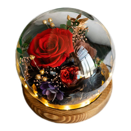 Handmade preserved flower glass dome gift by Florettely