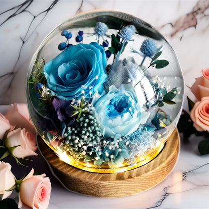 Handmade preserved flower glass dome gift by Florettely