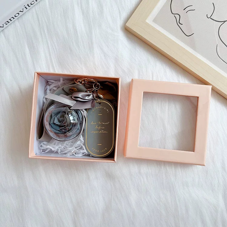 Handmade preserved flower keychain gift by Florettely