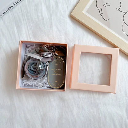 Handmade preserved flower keychain gift by Florettely