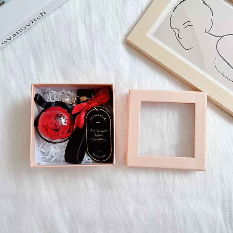Handmade preserved flower keychain gift by Florettely