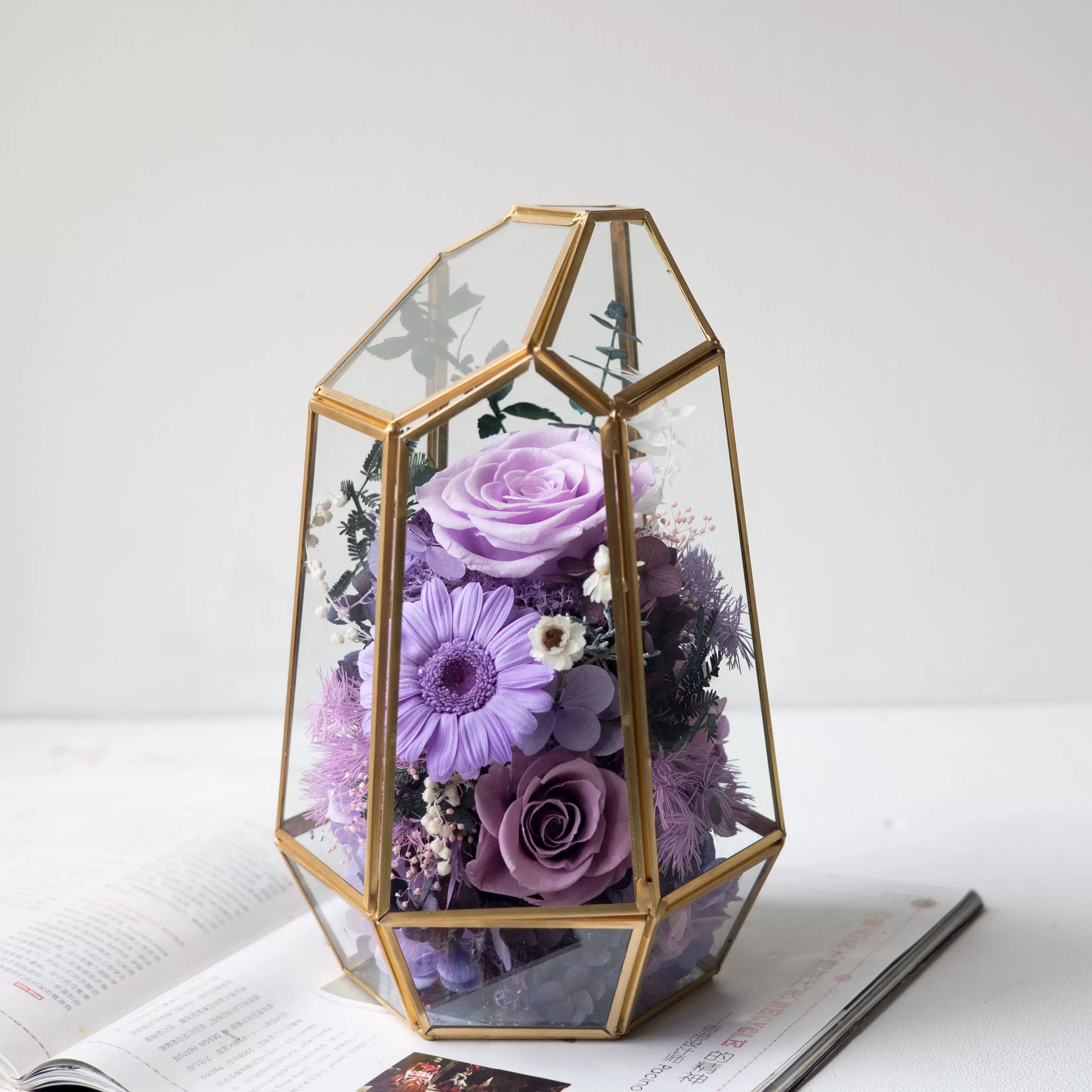 Handmade preserved flower glass terrarium decor by Florettely