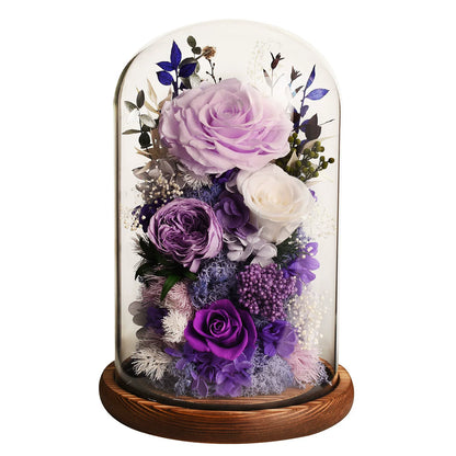 Handmade preserved flower Monet garden glass dome by Florettely
