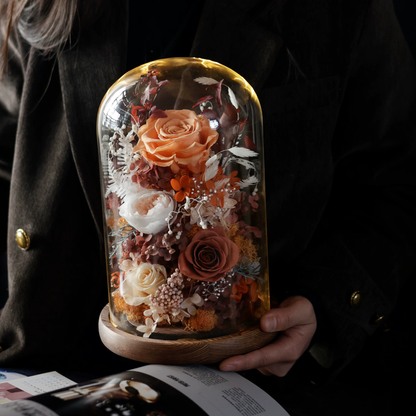 Handmade preserved flower Monet garden glass dome by Florettely