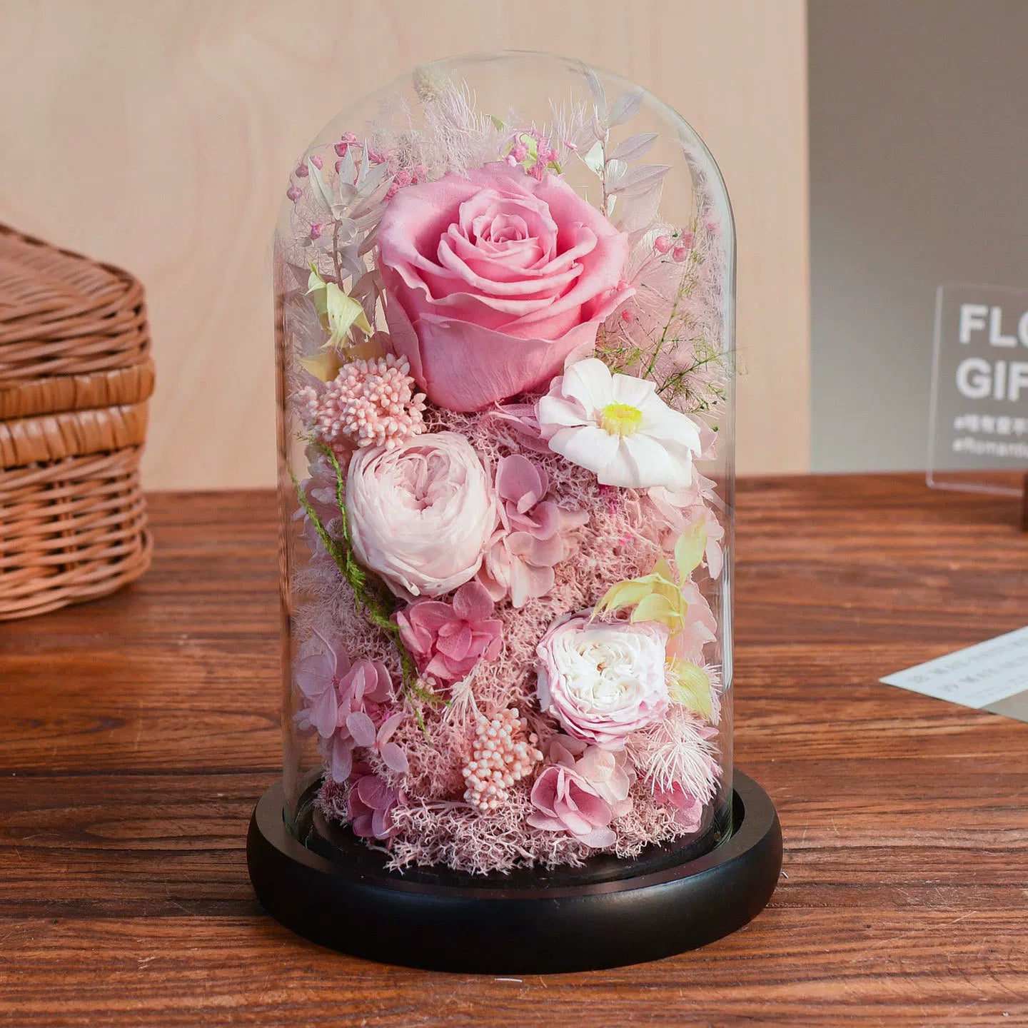 Handmade preserved flower Monet garden glass dome by Florettely