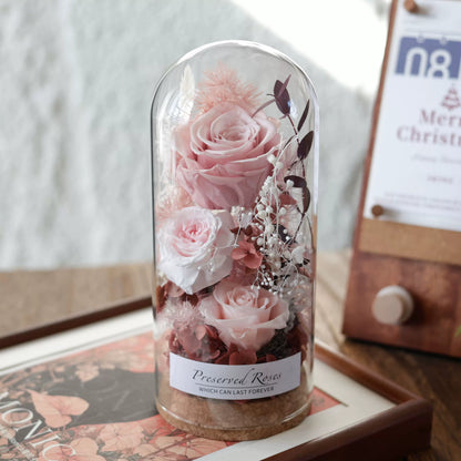 Handmade preserved flower glass dome gift by Florettely