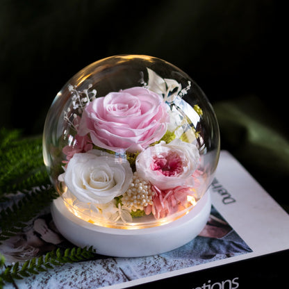 Handmade preserved flower glass dome gift by Florettely