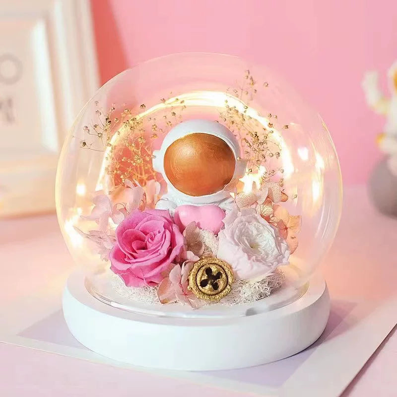 Handmade preserved flower themed glass dome by Florettely