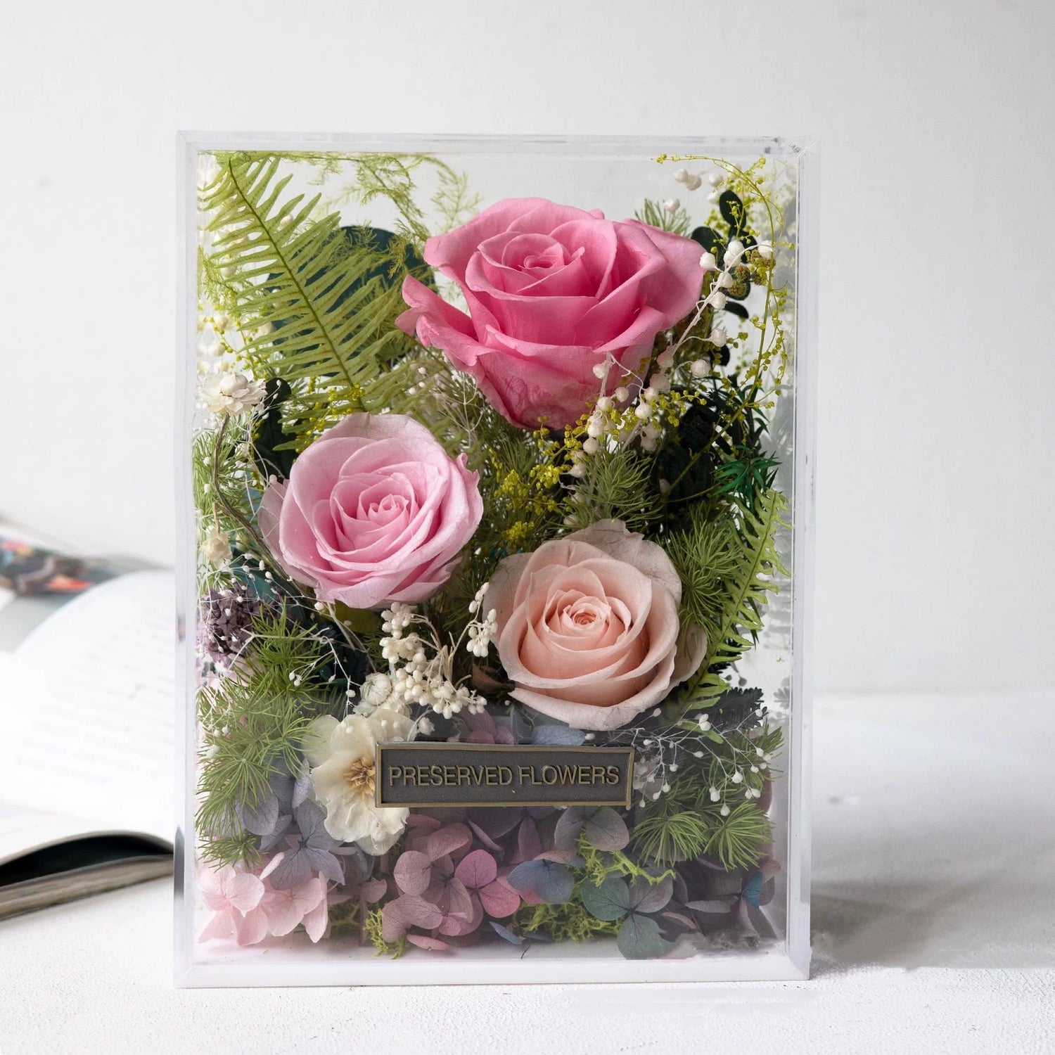 Handmade preserved flower floral frame display by Florettely