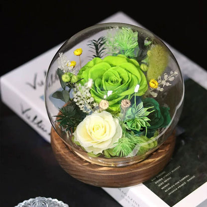 Handmade preserved flower glass dome gift by Florettely