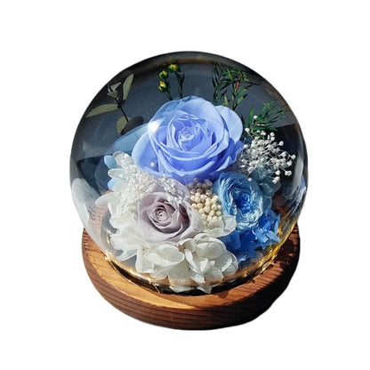 Handmade preserved flower glass dome gift by Florettely
