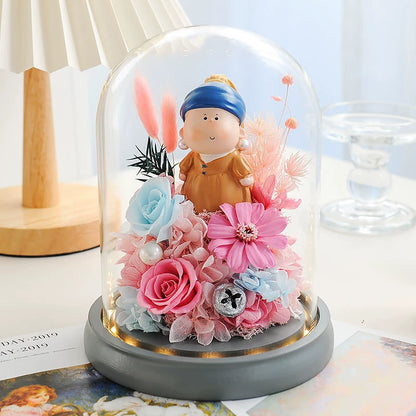 Handmade preserved flower themed glass dome by Florettely