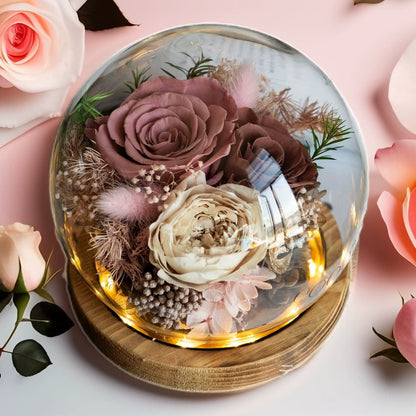 Handmade preserved flower glass dome gift by Florettely