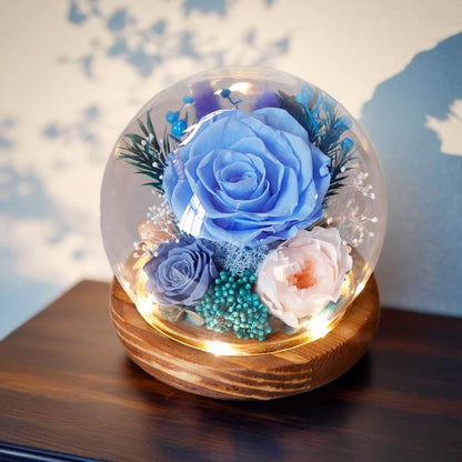 Handmade preserved flower glass dome gift by Florettely