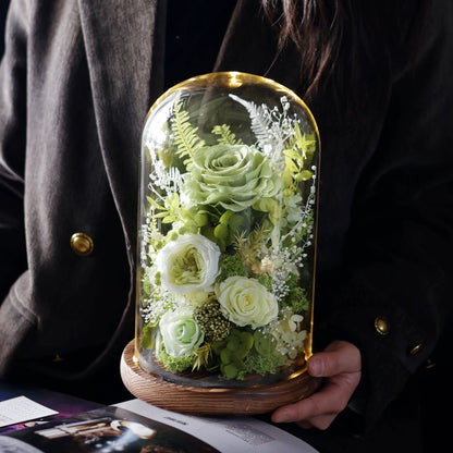 Handmade preserved flower Monet garden glass dome by Florettely