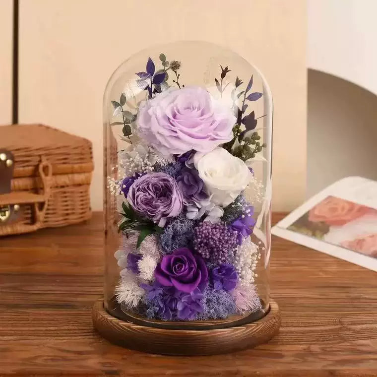 Handmade preserved flower Monet garden glass dome by Florettely
