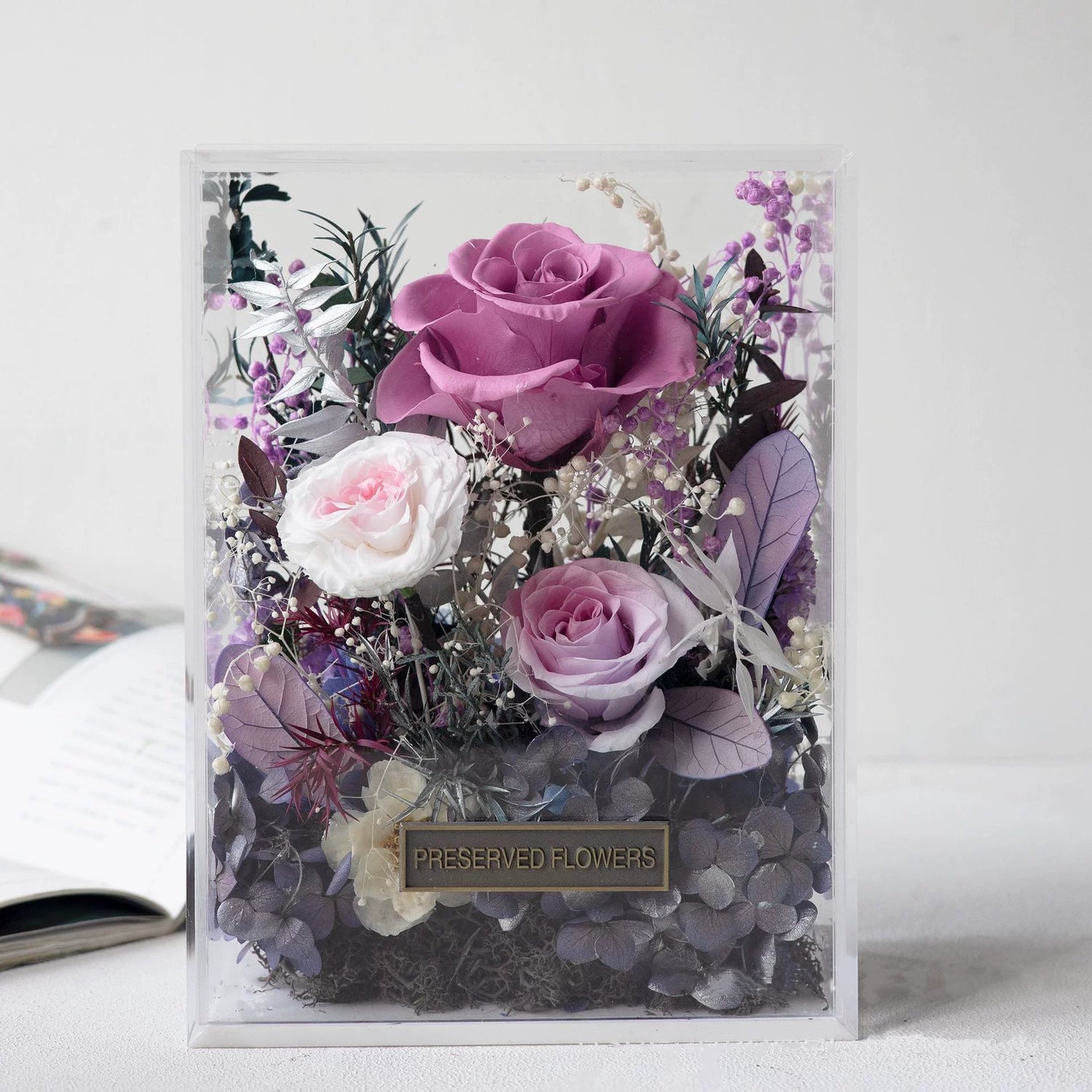 Handmade preserved flower floral frame display by Florettely