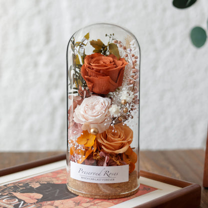 Handmade preserved flower glass dome gift by Florettely