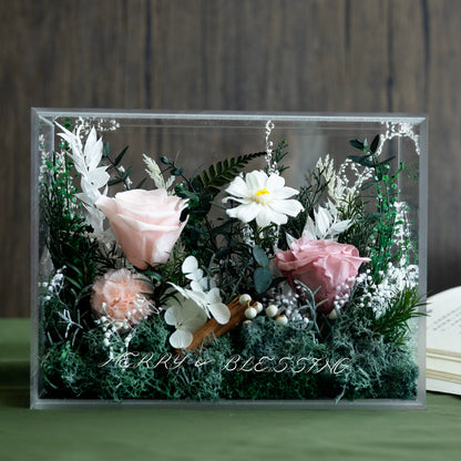 Solo Rose Acrylic Gift Box for Her - Forest Grey - Preserved Real Flower