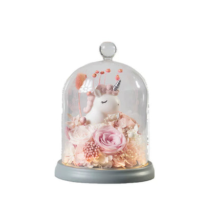 Handmade preserved flower unicorn flower globe by Florettely