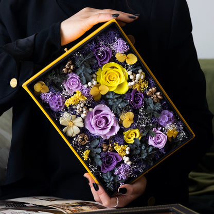 Handmade preserved flower leather gift box by Florettely