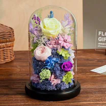 Handmade preserved flower Monet garden glass dome by Florettely