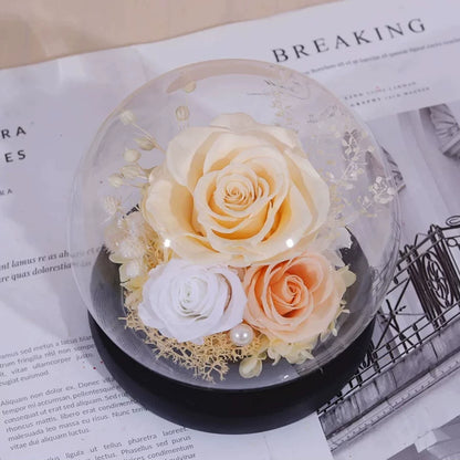Handmade preserved flower glass dome gift by Florettely