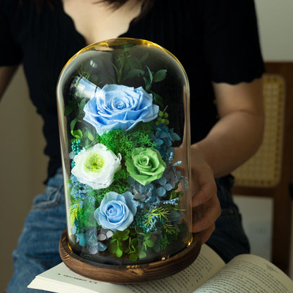 Handmade preserved flower Monet garden glass dome by Florettely