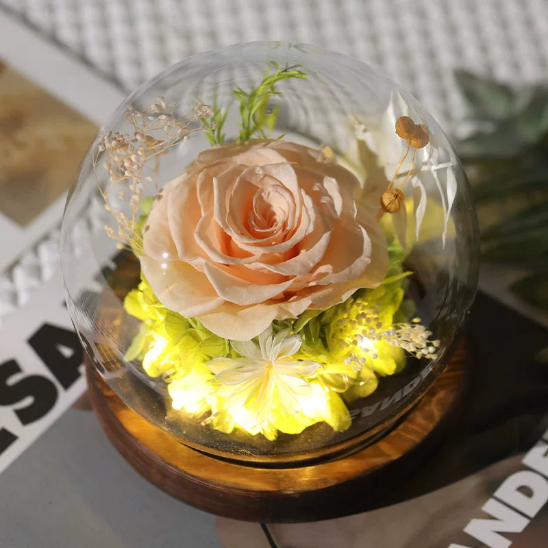 Handmade preserved flower glass dome gift by Florettely