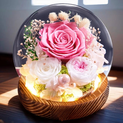 Handmade preserved flower glass dome gift by Florettely