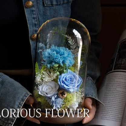 Handmade preserved flower glass dome gift by Florettely