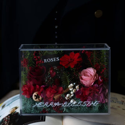 Solo Rose Acrylic Gift Box for Her - Garden Red - Preserved Real Flower