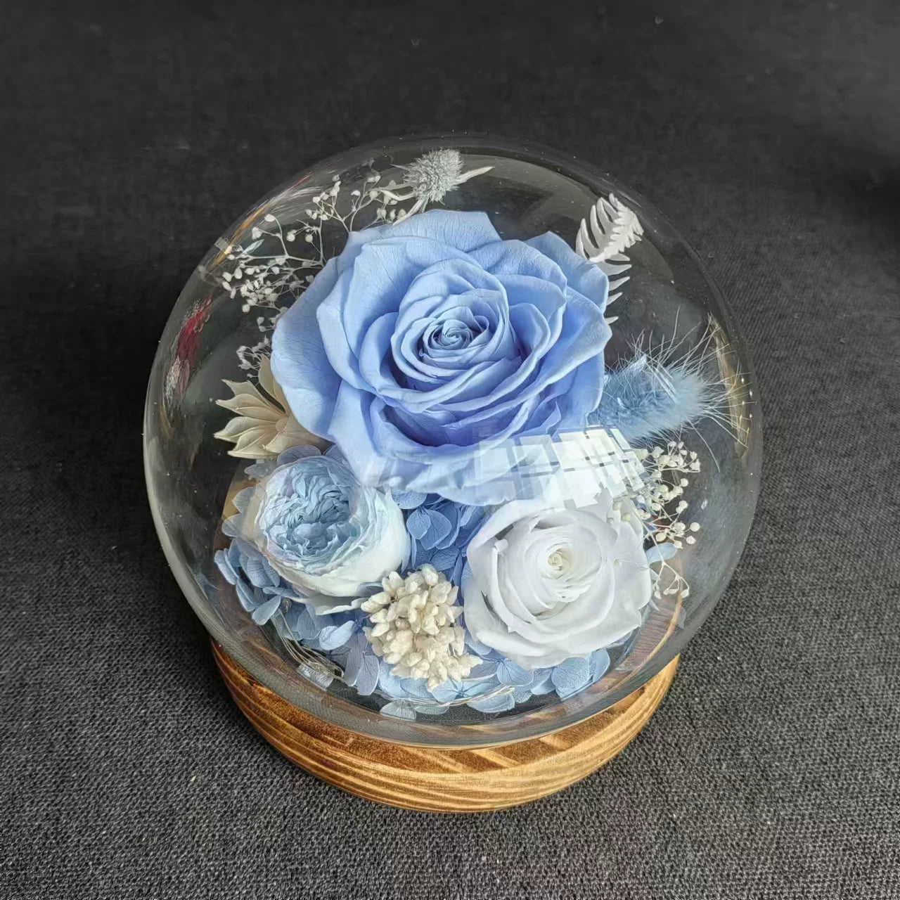 Handmade preserved flower glass dome gift by Florettely